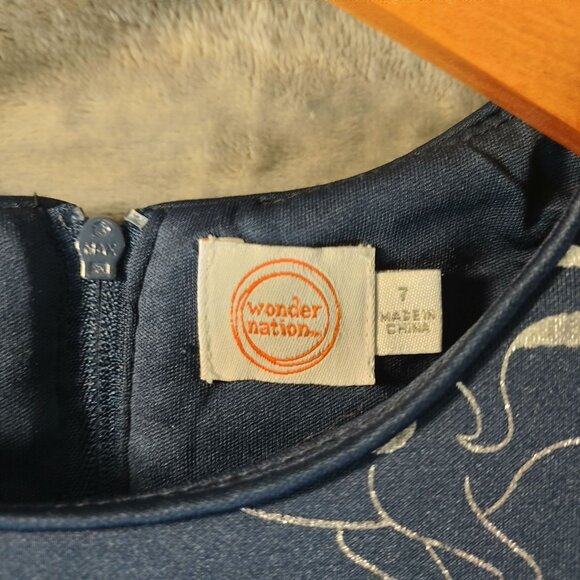 Wonder Nation Girls Dress Size 7 Blue Unicorn Print Sleeveless Bow Pleated Hem - Picture 2 of 13